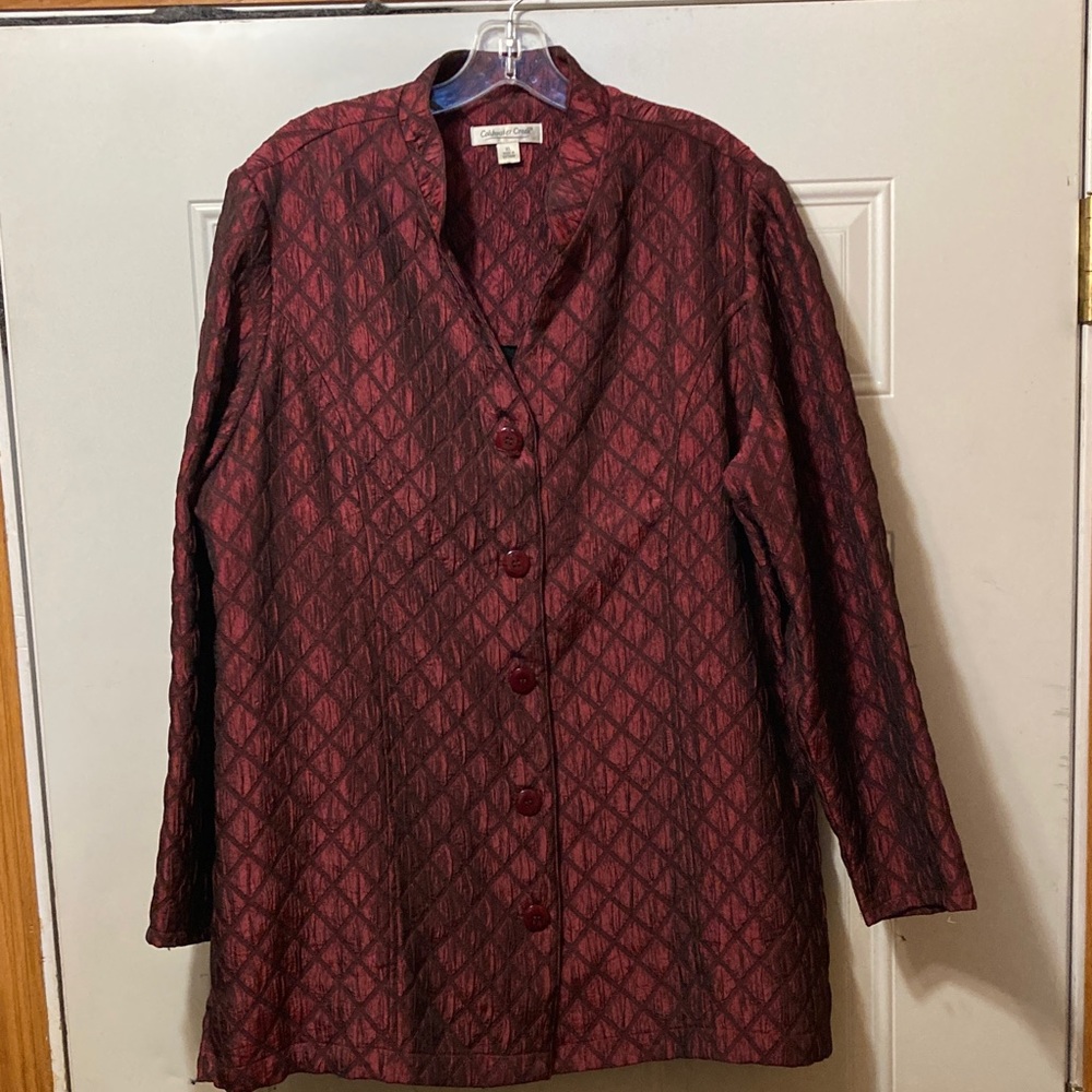 Coldwater Creek Burgundy Diamond‎ Pattern XL